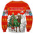 Kyrgyzstan Christmas Sweatshirt with Mountain Goat in Festive Red Snowflake Pattern and Holiday Tree - Wonder Print Shop