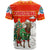Kyrgyzstan Christmas T Shirt with Mountain Goat in Festive Red Snowflake Pattern and Holiday Tree - Wonder Print Shop