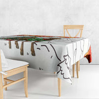 Kyrgyzstan Christmas Tablecloth with Mountain Goat in Festive Red Snowflake Pattern and Holiday Tree - Wonder Print Shop