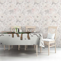 Kyrgyzstan Christmas Tablecloth with Mountain Goat in Festive Red Snowflake Pattern and Holiday Tree - Wonder Print Shop