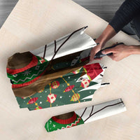 Kyrgyzstan Christmas Umbrella with Mountain Goat in Festive Red Snowflake Pattern and Holiday Tree - Wonder Print Shop