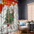 Kyrgyzstan Christmas Window Curtain with Mountain Goat in Festive Red Snowflake Pattern and Holiday Tree - Wonder Print Shop