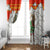 Kyrgyzstan Christmas Window Curtain with Mountain Goat in Festive Red Snowflake Pattern and Holiday Tree - Wonder Print Shop