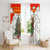 Kyrgyzstan Christmas Window Curtain with Mountain Goat in Festive Red Snowflake Pattern and Holiday Tree - Wonder Print Shop