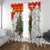 Kyrgyzstan Christmas Window Curtain with Mountain Goat in Festive Red Snowflake Pattern and Holiday Tree - Wonder Print Shop