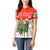 Kyrgyzstan Christmas Women Polo Shirt with Mountain Goat in Festive Red Snowflake Pattern and Holiday Tree - Wonder Print Shop