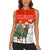 Kyrgyzstan Christmas Women Sleeveless Polo Shirt with Mountain Goat in Festive Red Snowflake Pattern and Holiday Tree - Wonder Print Shop