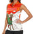 Kyrgyzstan Christmas Women Sleeveless Polo Shirt with Mountain Goat in Festive Red Snowflake Pattern and Holiday Tree - Wonder Print Shop