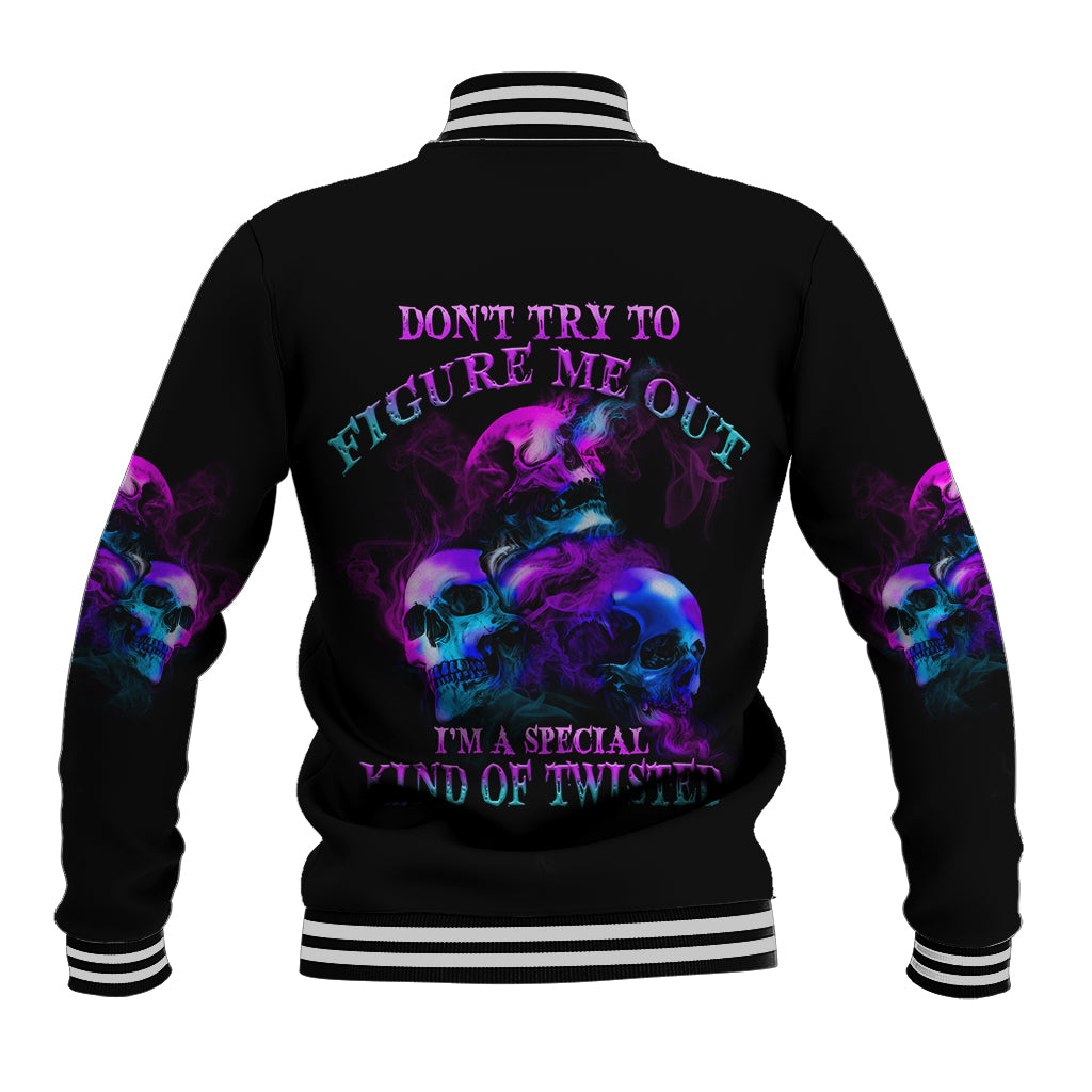 Don't Try To Figure Me Out Baseball Jacket - Wonder Print Shop