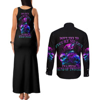 Don't Try To Figure Me Out Couples Matching Tank Maxi Dress and Long Sleeve Button Shirt - Wonder Print Shop