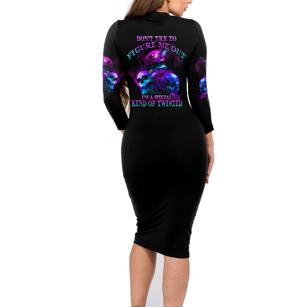Don't Try To Figure Me Out Family Matching Long Sleeve Bodycon Dress and Hawaiian Shirt - Wonder Print Shop