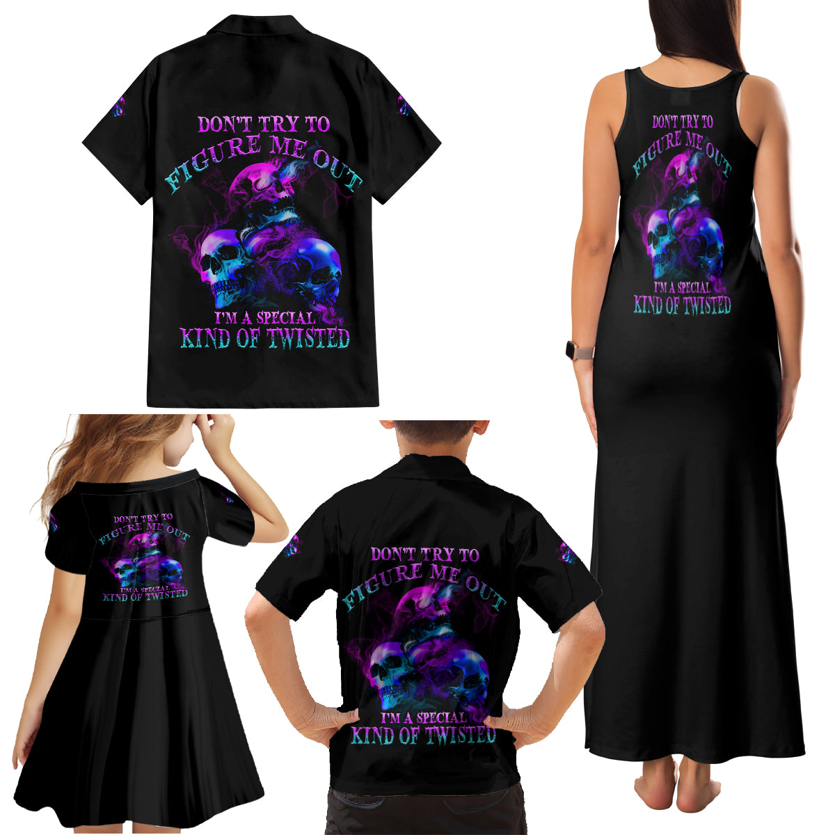 Don't Try To Figure Me Out Family Matching Tank Maxi Dress and Hawaiian Shirt - Wonder Print Shop