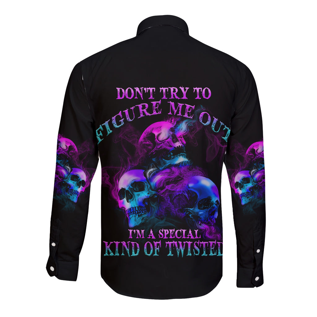 Don't Try To Figure Me Out Long Sleeve Button Shirt - Wonder Print Shop
