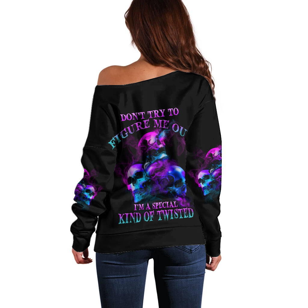 Don't Try To Figure Me Out Off Shoulder Sweater - Wonder Print Shop