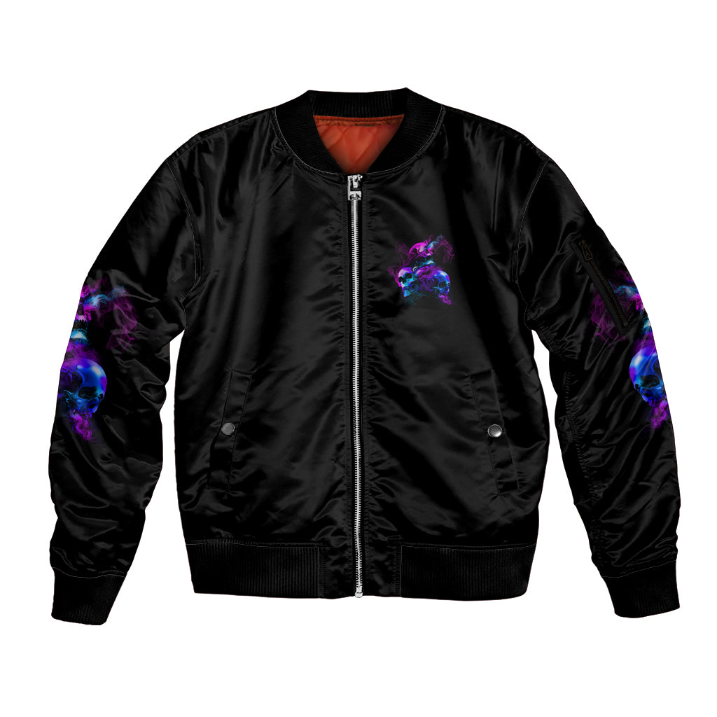 Don't Try To Figure Me Out Sleeve Zip Bomber Jacket - Wonder Print Shop