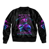 Don't Try To Figure Me Out Sleeve Zip Bomber Jacket - Wonder Print Shop