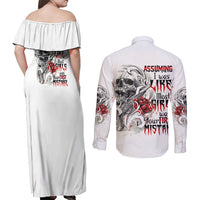 Assuming I Was Like Most Girls Skull Couples Matching Off Shoulder Maxi Dress and Long Sleeve Button Shirt - Wonder Print Shop