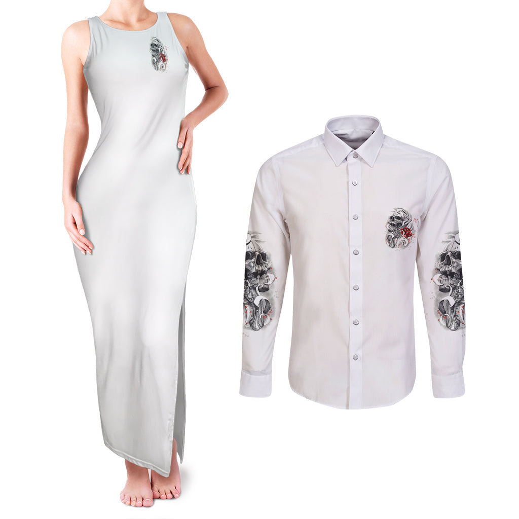 Assuming I Was Like Most Girls Skull Couples Matching Tank Maxi Dress and Long Sleeve Button Shirt - Wonder Print Shop