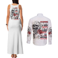 Assuming I Was Like Most Girls Skull Couples Matching Tank Maxi Dress and Long Sleeve Button Shirt - Wonder Print Shop