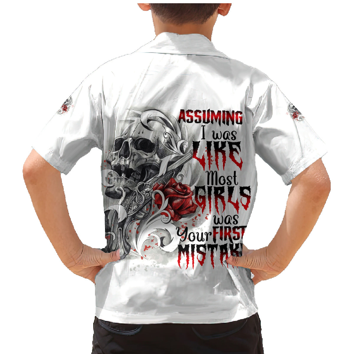 Assuming I Was Like Most Girls Skull Family Matching Mermaid Dress and Hawaiian Shirt - Wonder Print Shop