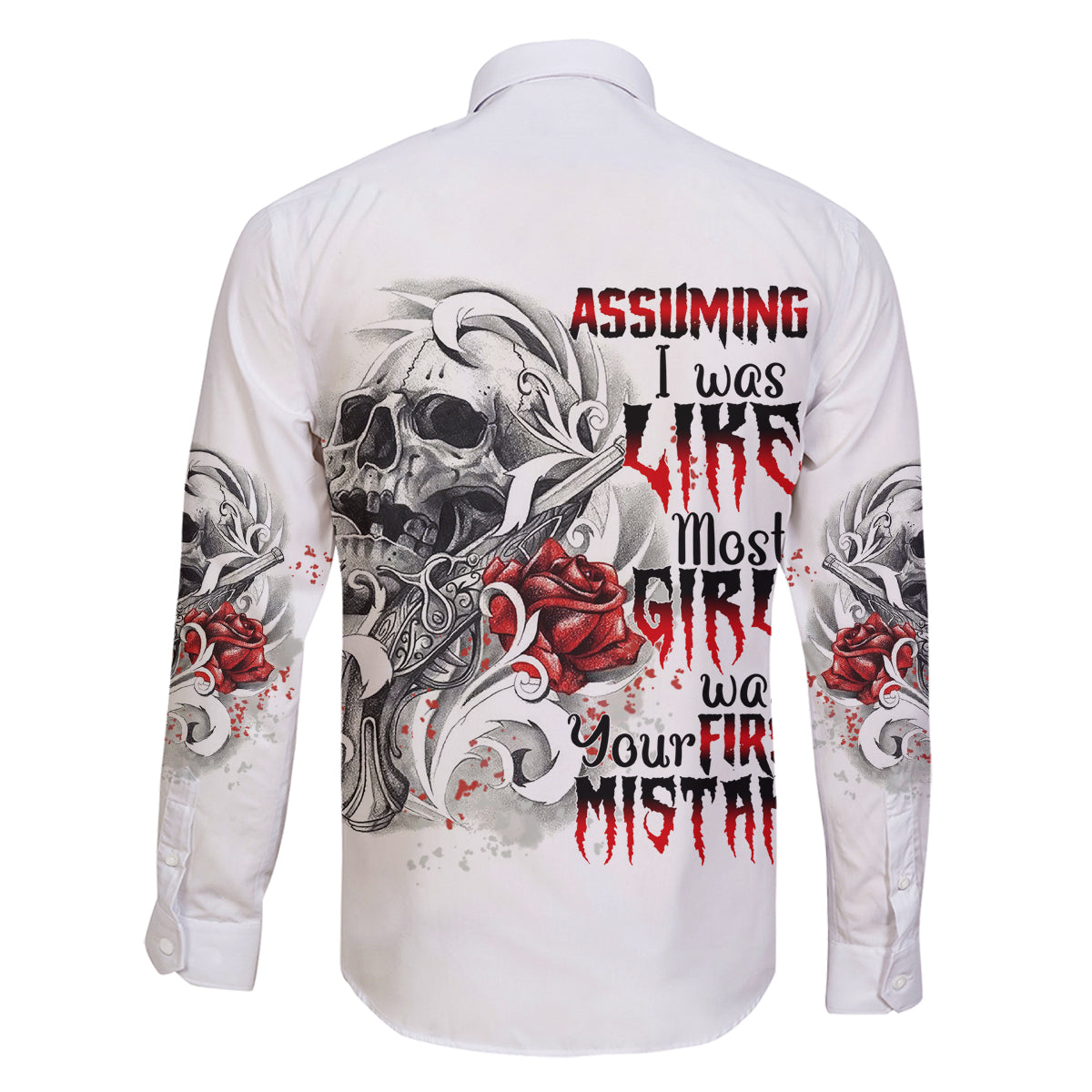 Assuming I Was Like Most Girls Skull Family Matching Off Shoulder Short Dress and Hawaiian Shirt - Wonder Print Shop