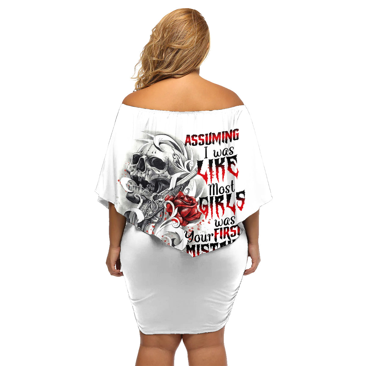 Assuming I Was Like Most Girls Skull Family Matching Off Shoulder Short Dress and Hawaiian Shirt - Wonder Print Shop