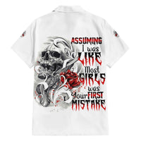 Assuming I Was Like Most Girls Skull Family Matching Short Sleeve Bodycon Dress and Hawaiian Shirt - Wonder Print Shop