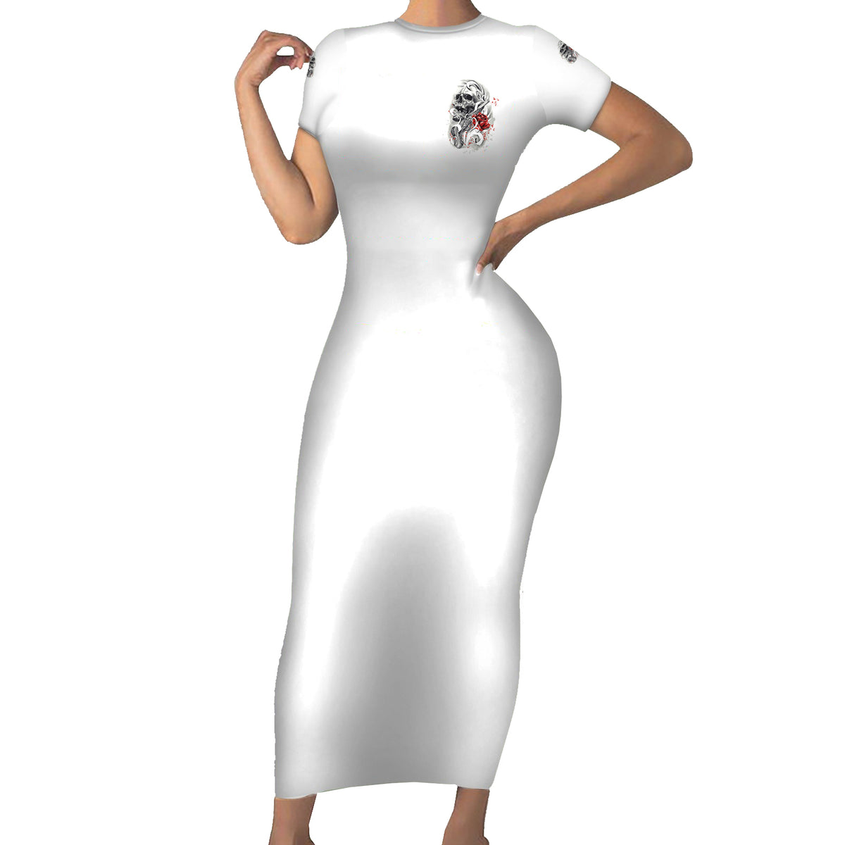 Assuming I Was Like Most Girls Skull Short Sleeve Bodycon Dress - Wonder Print Shop