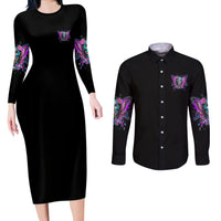 Karma Fairy Sugar Skull Couples Matching Long Sleeve Bodycon Dress and Long Sleeve Button Shirt - Wonder Print Shop