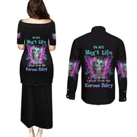Karma Fairy Sugar Skull Couples Matching Puletasi Dress and Long Sleeve Button Shirt - Wonder Print Shop