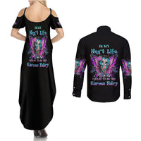 Karma Fairy Sugar Skull Couples Matching Summer Maxi Dress and Long Sleeve Button Shirt - Wonder Print Shop