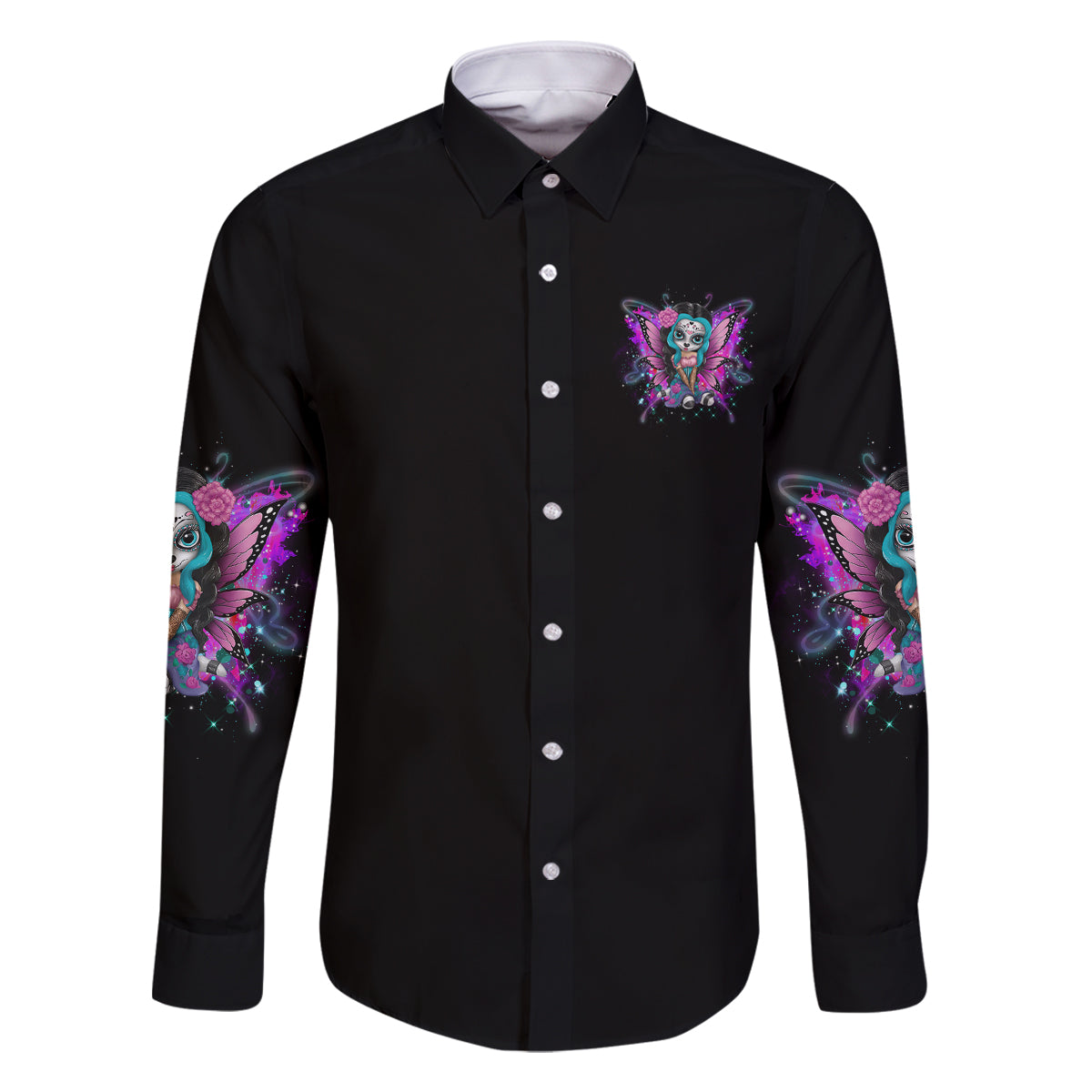 Karma Fairy Sugar Skull Family Matching Long Sleeve Bodycon Dress and Hawaiian Shirt - Wonder Print Shop