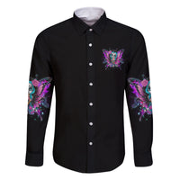 Karma Fairy Sugar Skull Family Matching Off Shoulder Long Sleeve Dress and Hawaiian Shirt - Wonder Print Shop