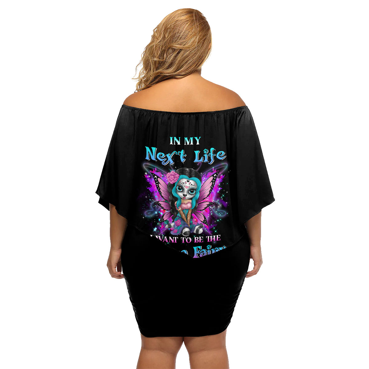 Karma Fairy Sugar Skull Family Matching Off Shoulder Short Dress and Hawaiian Shirt - Wonder Print Shop