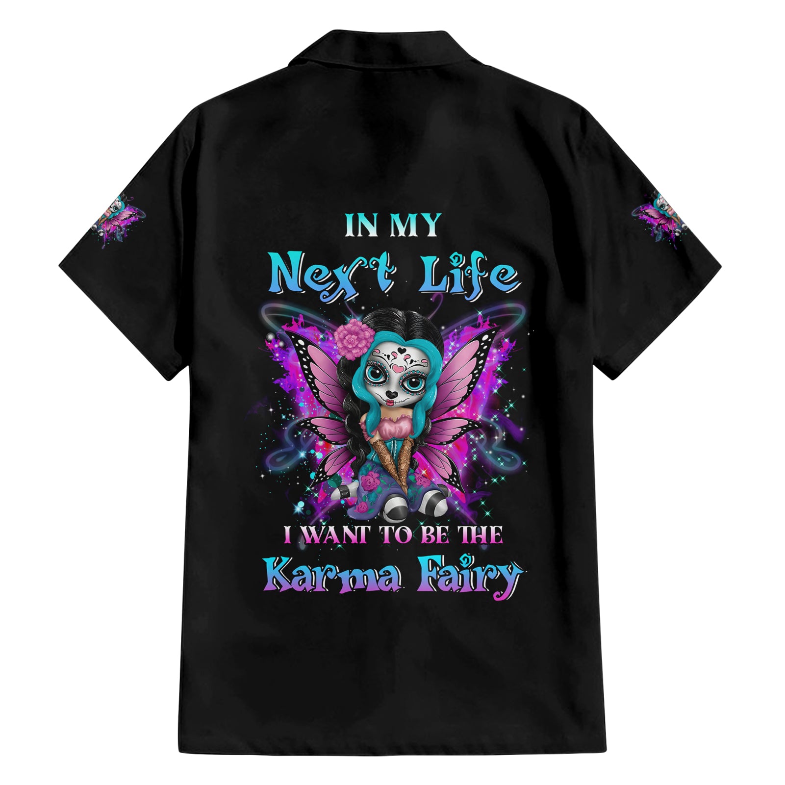 Karma Fairy Sugar Skull Hawaiian Shirt - Wonder Print Shop