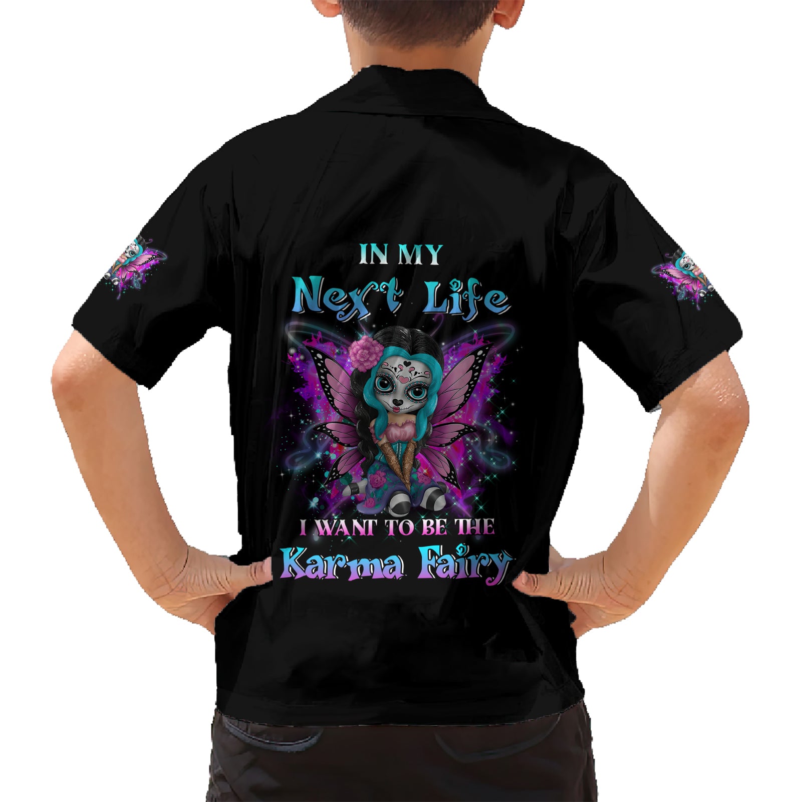 Karma Fairy Sugar Skull Kid Hawaiian Shirt - Wonder Print Shop