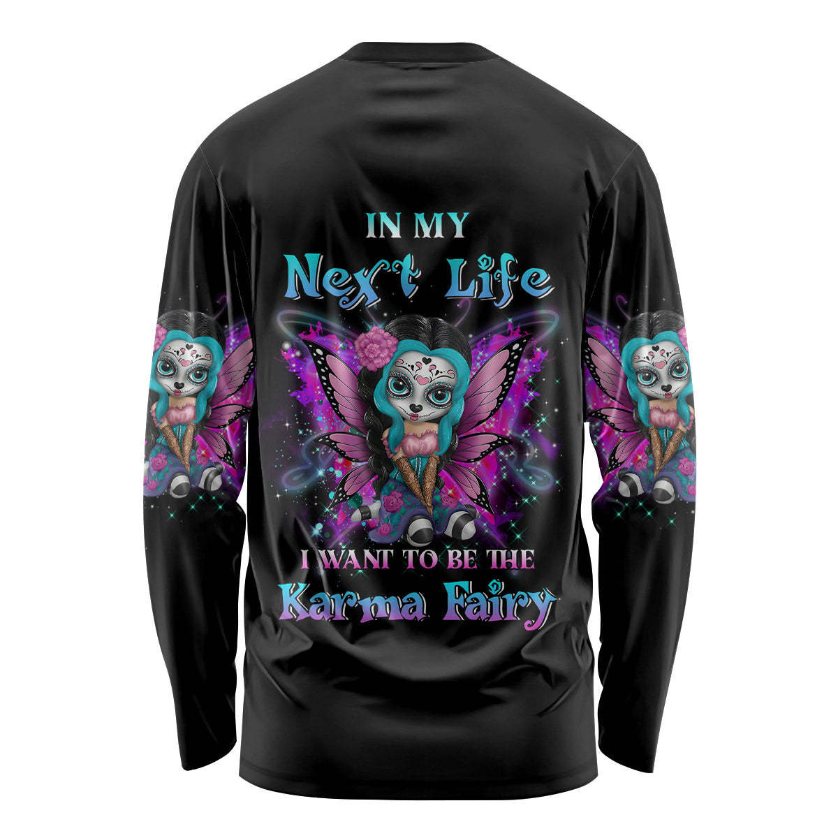 Karma Fairy Sugar Skull Long Sleeve Shirt - Wonder Print Shop
