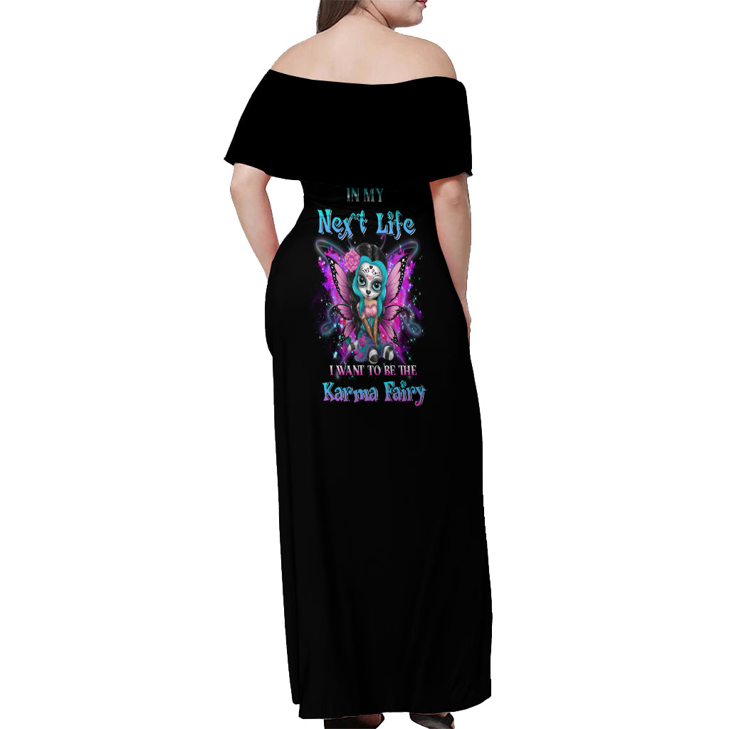 Karma Fairy Sugar Skull Off Shoulder Maxi Dress - Wonder Print Shop