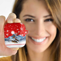 German Shepherd Christmas AirPods Case with Santa Sleigh Ride and Snowy Mountain Design - Wonder Print Shop