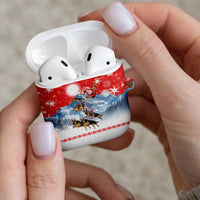 German Shepherd Christmas AirPods Case with Santa Sleigh Ride and Snowy Mountain Design - Wonder Print Shop