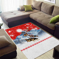 German Shepherd Christmas Area Rug with Santa Sleigh Ride and Snowy Mountain Design - Wonder Print Shop