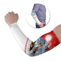German Shepherd Christmas Arm Sleeves with Santa Sleigh Ride and Snowy Mountain Design - Wonder Print Shop