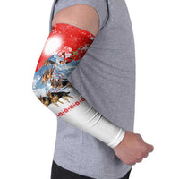 German Shepherd Christmas Arm Sleeves with Santa Sleigh Ride and Snowy Mountain Design - Wonder Print Shop
