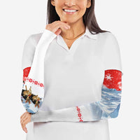 German Shepherd Christmas Arm Sleeves with Santa Sleigh Ride and Snowy Mountain Design - Wonder Print Shop