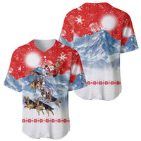 German Shepherd Christmas Baseball Jersey with Santa Sleigh Ride and Snowy Mountain Design - Wonder Print Shop