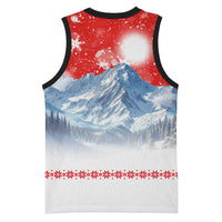 German Shepherd Christmas Basketball Jersey with Santa Sleigh Ride and Snowy Mountain Design - Wonder Print Shop