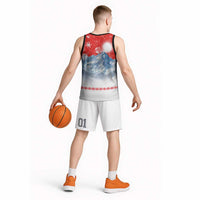 German Shepherd Christmas Basketball Jersey with Santa Sleigh Ride and Snowy Mountain Design - Wonder Print Shop