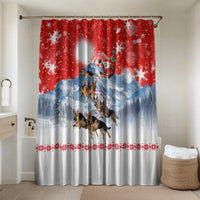German Shepherd Christmas Bathroom Set with Santa Sleigh Ride and Snowy Mountain Design - Wonder Print Shop