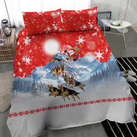 German Shepherd Christmas Bedding Set with Santa Sleigh Ride and Snowy Mountain Design - Wonder Print Shop