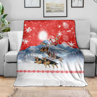 German Shepherd Christmas Blanket with Santa Sleigh Ride and Snowy Mountain Design - Wonder Print Shop